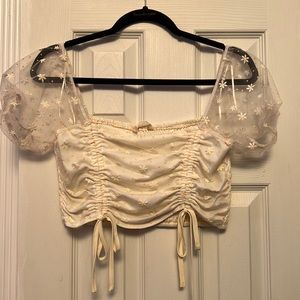 Altar’d State cream/white cropped blouse with mesh